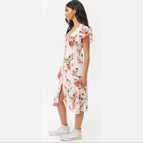 ✨ Floral Print Butterfly-Sleeve Dress✨ - Picture 3 of 4